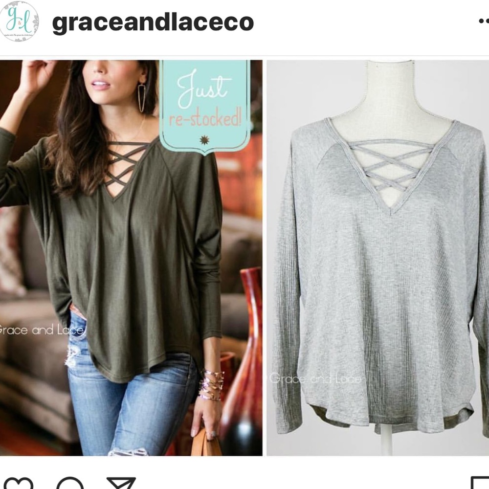 Women’s grey criss cross top